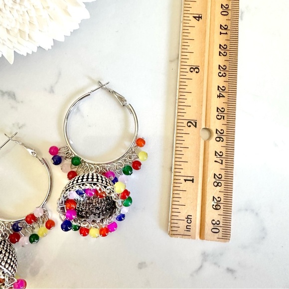 2/$30🌵 Colorful Bead Bollywood Jhumka Tassel Earrings Hoop Fringe Jewelry NEW - Picture 10 of 10